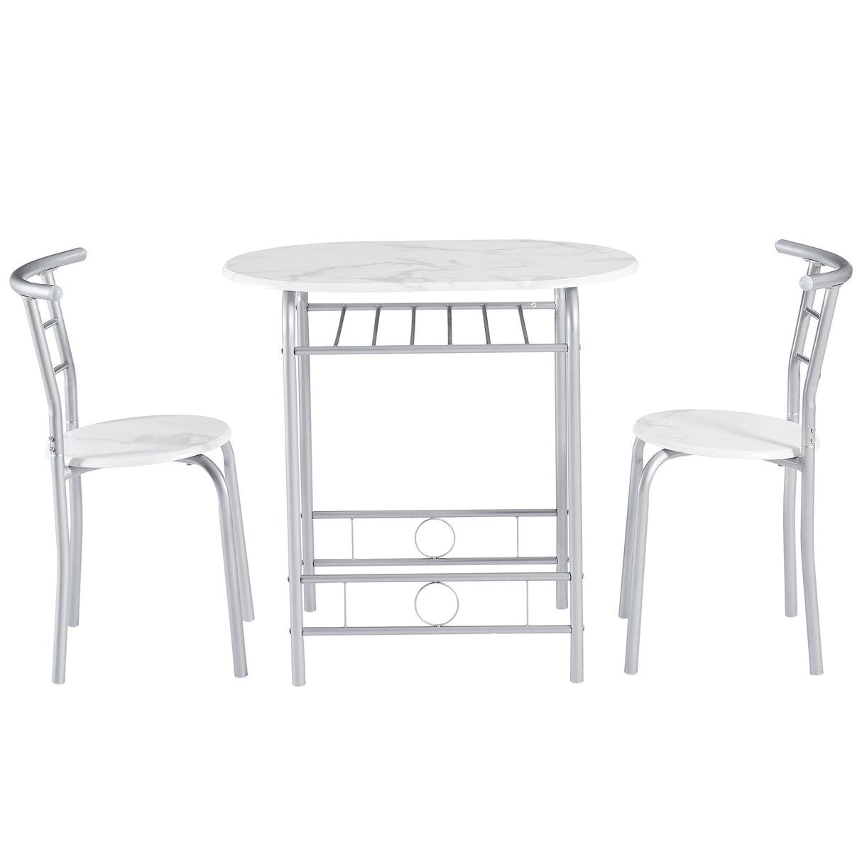 Modern 3 Piece Dining Set with Wood Oval Table and 2 Chairs for Home Kitchen Breakfast