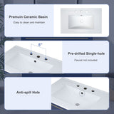 Modern 30inch Navy Blue/White Bathroom Vanity Cabinet Combo with Open Storge, Two Drawers Storge, Two Drawers