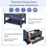 Modern 30inch Navy Blue/White Bathroom Vanity Cabinet Combo with Open Storge, Two Drawers Storge, Two Drawers
