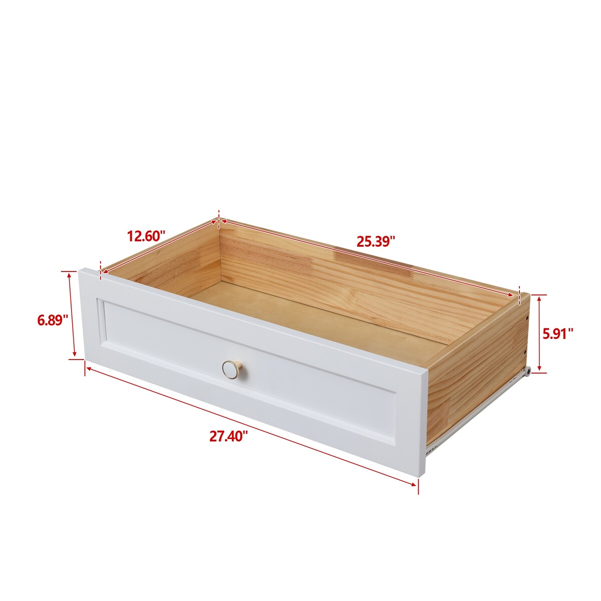 Modern 36-in Storage Solid Wood Retro Round Handle Side Cabinet with 4-Drawers