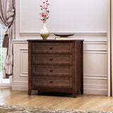 Modern 36-in Storage Solid Wood Retro Round Handle Side Cabinet with 4-Drawers
