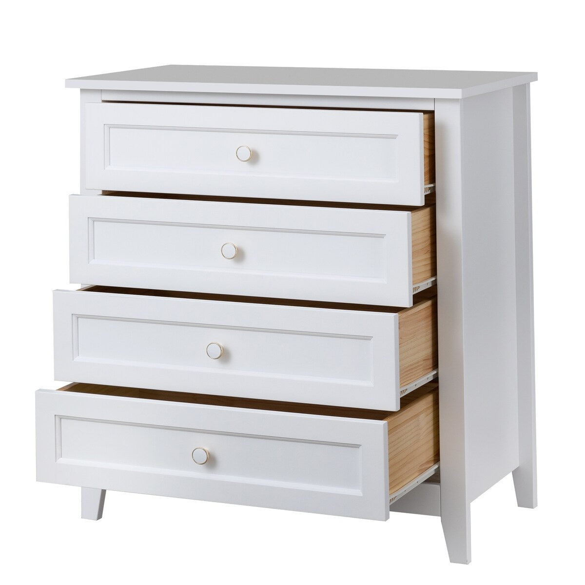 Modern 36-in Storage Solid Wood Retro Round Handle Side Cabinet with 4-Drawers