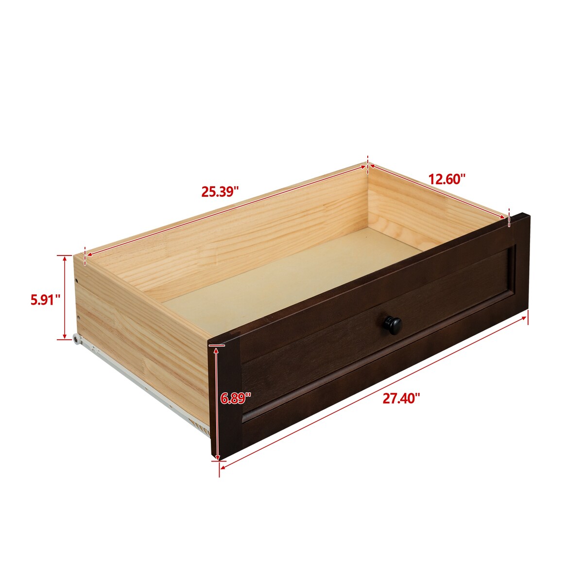 Modern 36-in Storage Solid Wood Retro Round Handle Side Cabinet with 4-Drawers