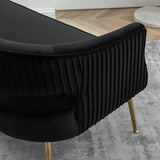 SEYNAR Modern 51'' Velvet Tufted Loveseat Open Back with Golden Metal Legs