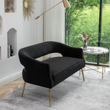 SEYNAR Modern 51'' Velvet Tufted Loveseat Open Back with Golden Metal Legs