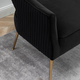 SEYNAR Modern 51'' Velvet Tufted Loveseat Open Back with Golden Metal Legs