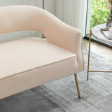 SEYNAR Modern 51'' Velvet Tufted Loveseat Open Back with Golden Metal Legs