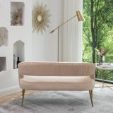 SEYNAR Modern 51'' Velvet Tufted Loveseat Open Back with Golden Metal Legs