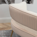 SEYNAR Modern 51'' Velvet Tufted Loveseat Open Back with Golden Metal Legs