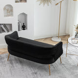 SEYNAR Modern 51'' Velvet Tufted Loveseat Open Back with Golden Metal Legs