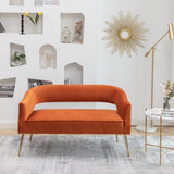 SEYNAR Modern 51'' Velvet Tufted Loveseat Open Back with Golden Metal Legs