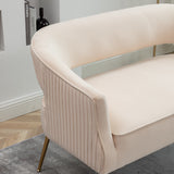 SEYNAR Modern 51'' Velvet Tufted Loveseat Open Back with Golden Metal Legs