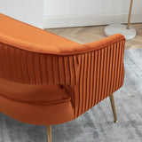 SEYNAR Modern 51'' Velvet Tufted Loveseat Open Back with Golden Metal Legs