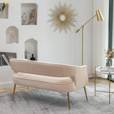 SEYNAR Modern 51'' Velvet Tufted Loveseat Open Back with Golden Metal Legs