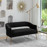 SEYNAR Modern 51'' Velvet Tufted Loveseat Open Back with Golden Metal Legs