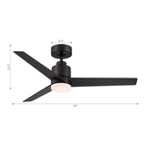 Modern 44-in ORB 3-Blade LED Integrated Ceiling Fan with Light and Remote - 44-in W