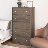 Modern 5-Drawer Bedroom Chest Dresser in Wood Finish