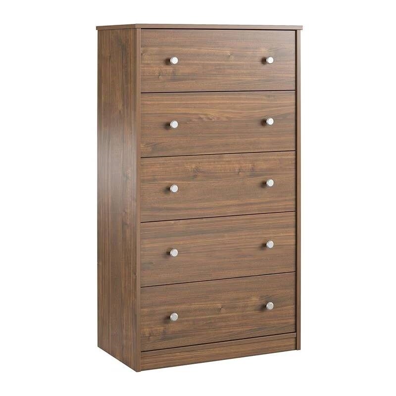 Modern 5-Drawer Bedroom Chest Dresser in Wood Finish