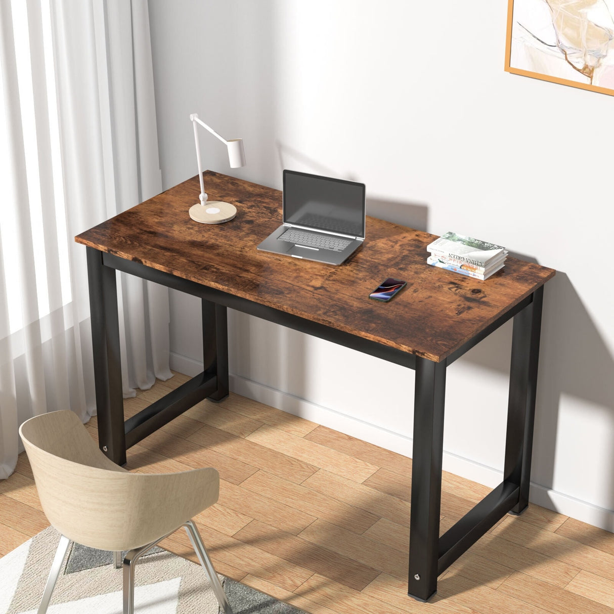 Modern 55" inches Computer Desk Office Table Stable Metal