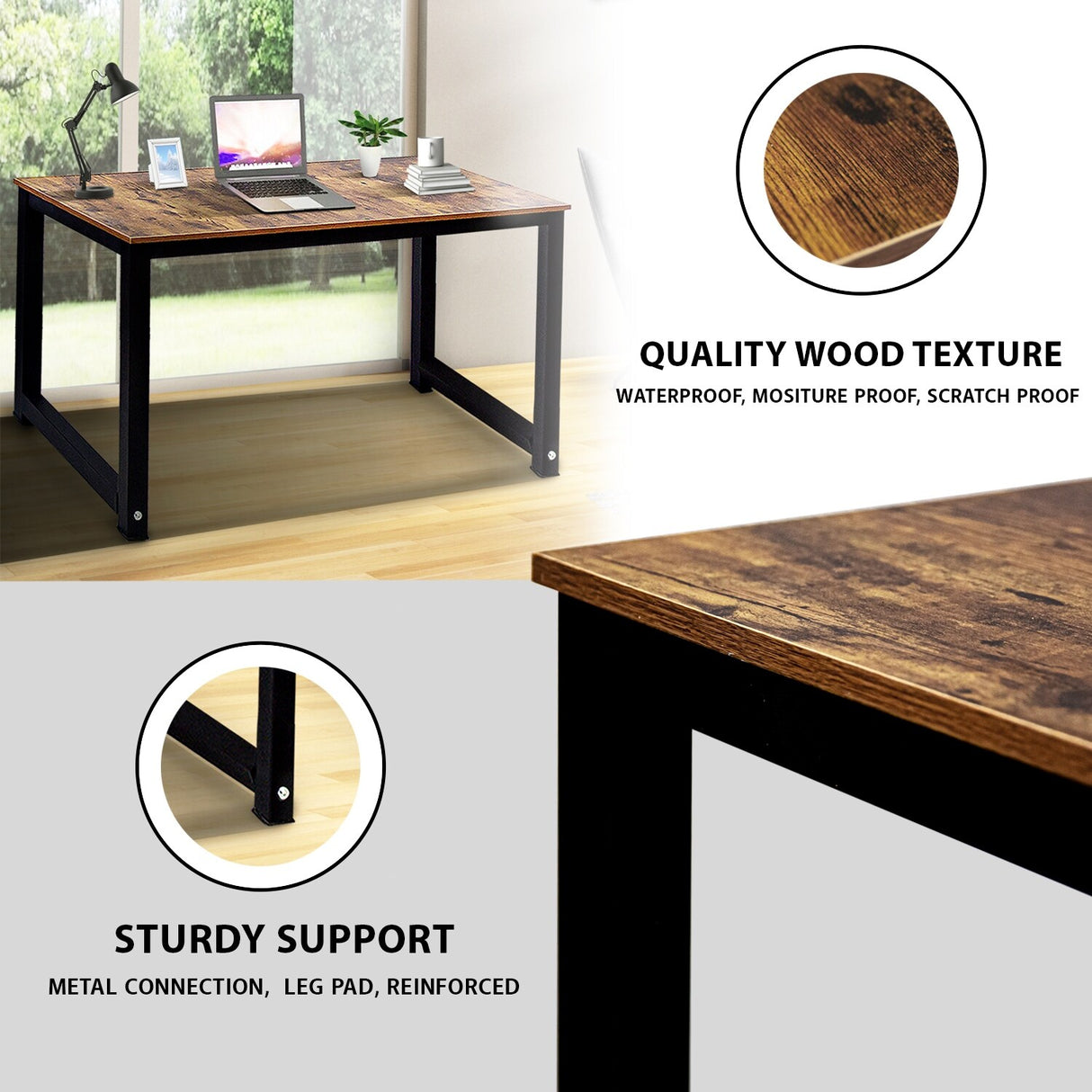 Modern 55" inches Computer Desk Office Table Stable Metal