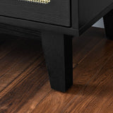 Modern Rattan Solid Wood Dresser with 6 Drawers for Bedroom