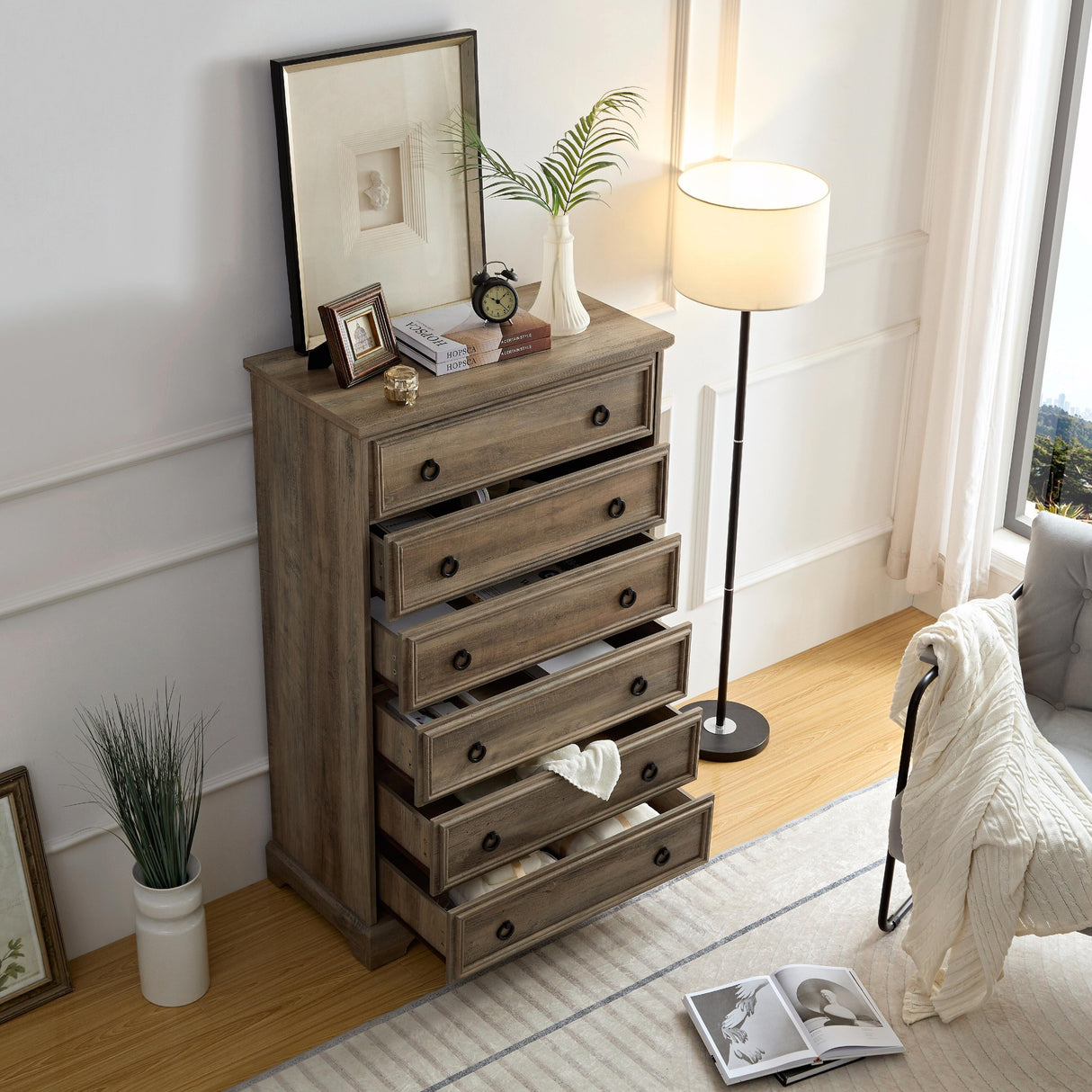 Modern 6-Drawer Bedroom Dresser