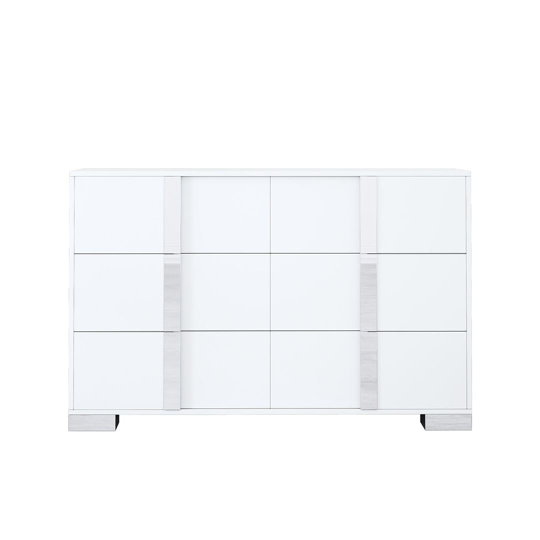 Modern Dresser Chest of 6 Drawers with Mirrored Handles