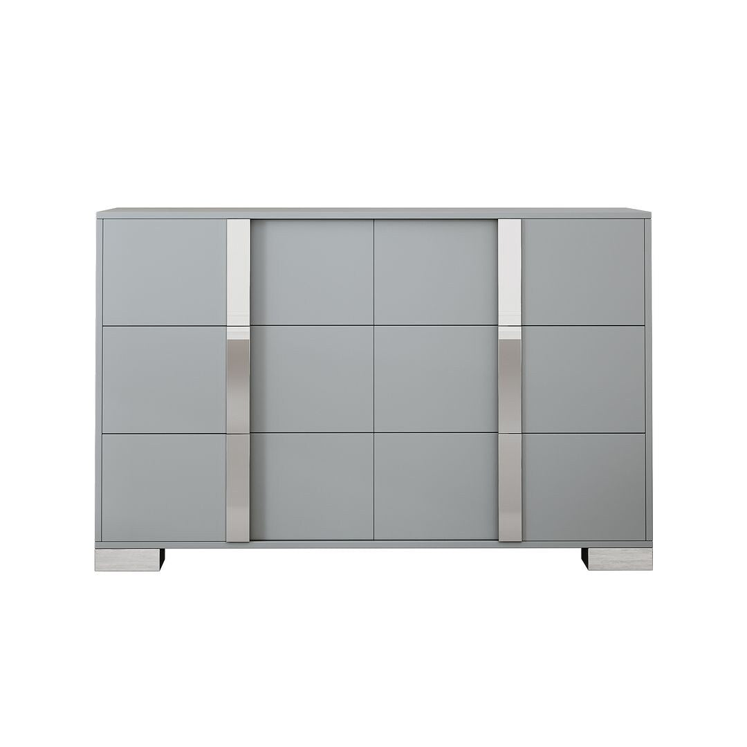 Modern Dresser Chest of 6 Drawers with Mirrored Handles