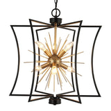 Modern 6-Light Black Gold Chandelier Starburst Pendant Light for Dining Room - 20.5" D x 21.5'' H
