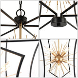 Modern 6-Light Black Gold Chandelier Starburst Pendant Light for Dining Room - 20.5" D x 21.5'' H