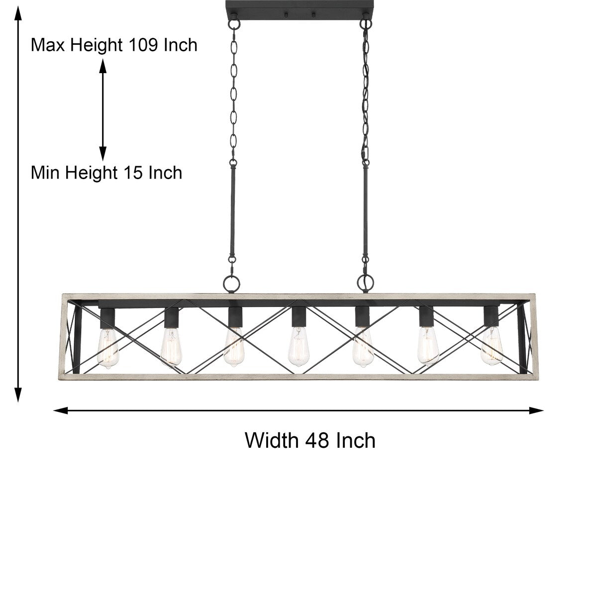 Modern 7-light Linear Rectangle Chandelier - 48