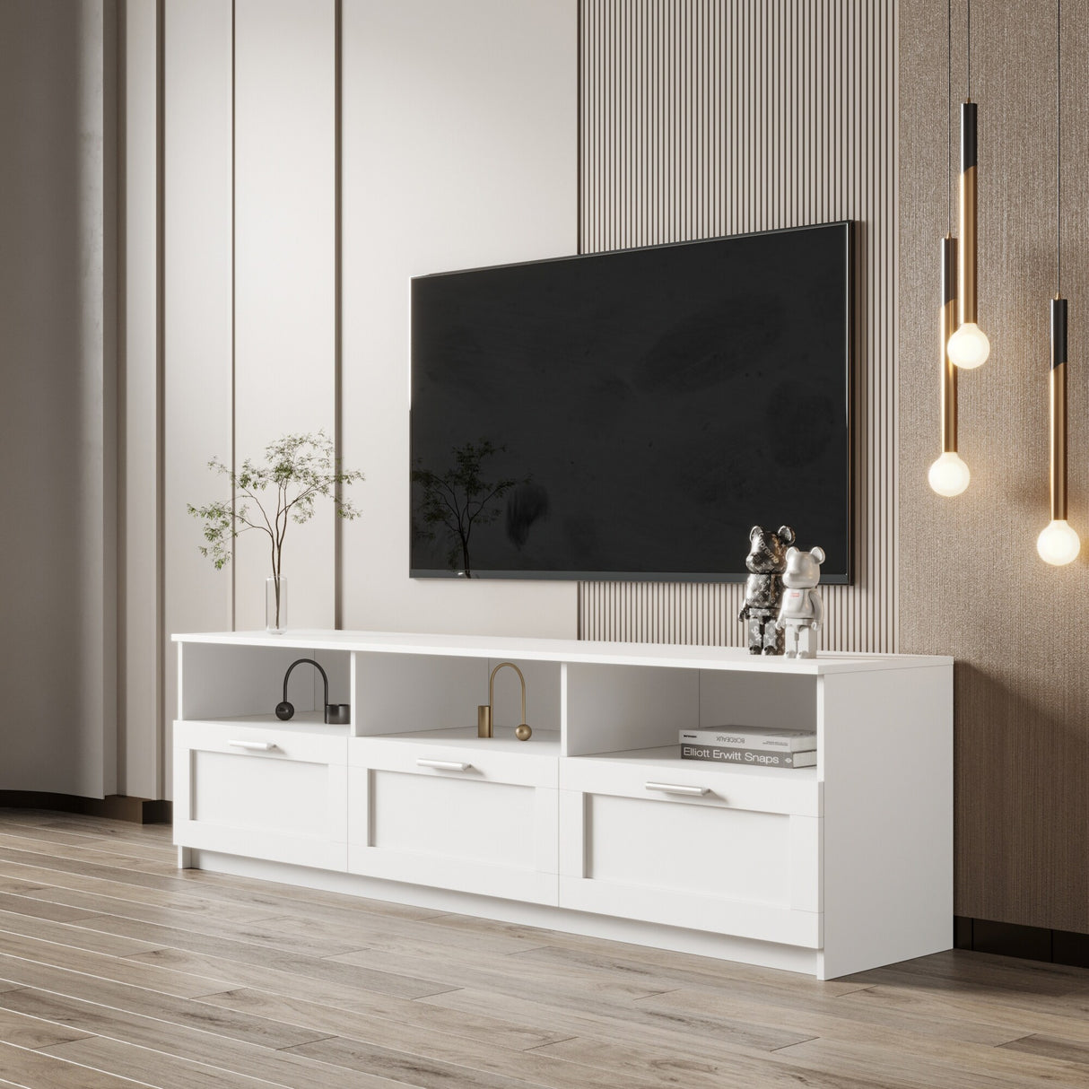 Modern 70.87" TV Cabinet TV Console Table with 3 Storage Drawers, Entertainment Center TV Stand for Living Room