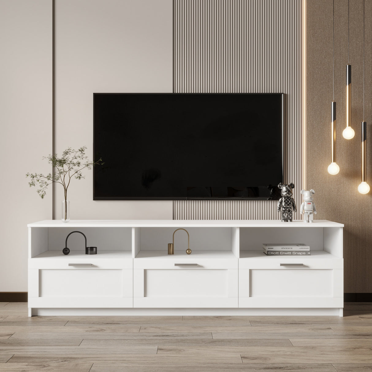 Modern 70.87" TV Cabinet TV Console Table with 3 Storage Drawers, Entertainment Center TV Stand for Living Room