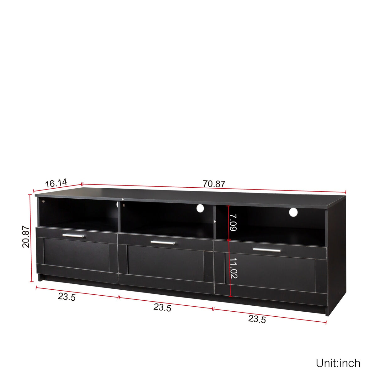 Modern 70.87" TV Cabinet TV Console Table with 3 Storage Drawers, Entertainment Center TV Stand for Living Room