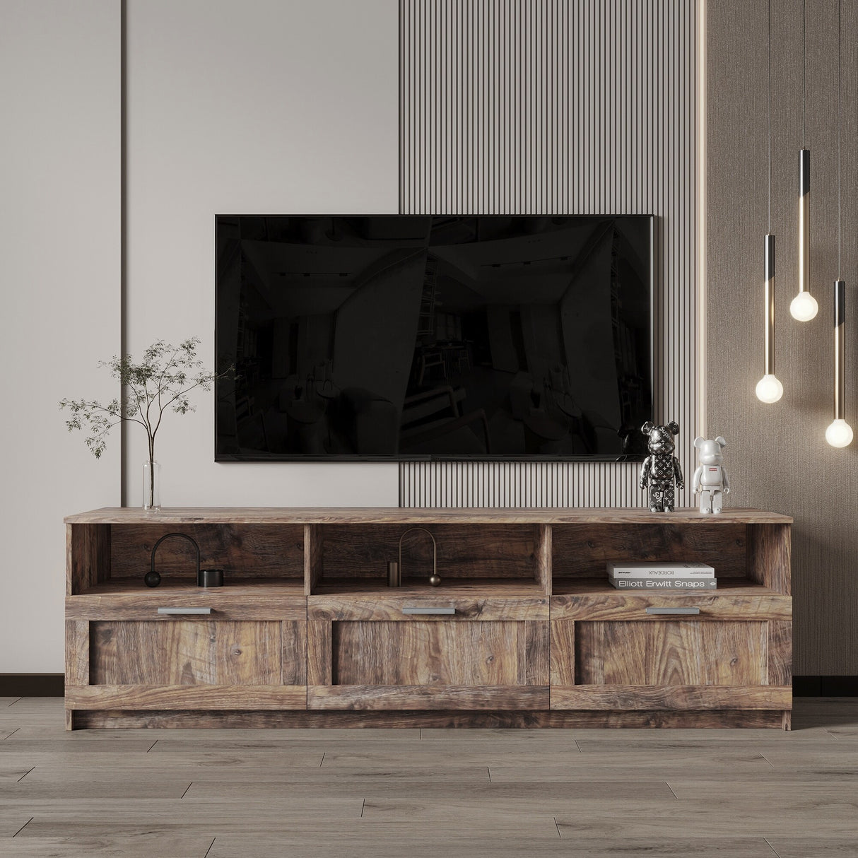 Modern 70.87" TV Cabinet TV Console Table with 3 Storage Drawers, Entertainment Center TV Stand for Living Room