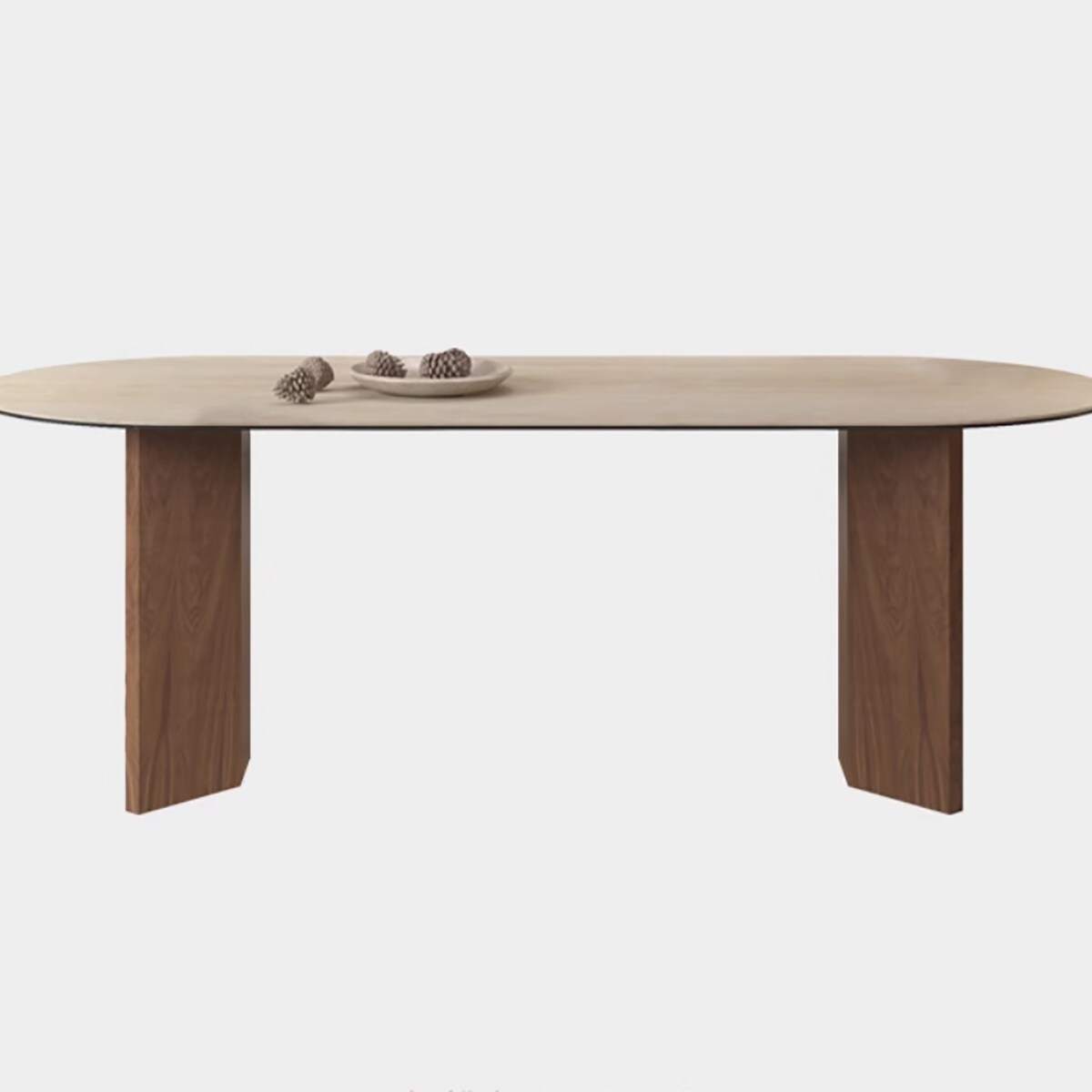 Modern 71" Retangular Dining Table, Solid Wood Legs, Stone Table-top