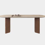 Modern 71" Retangular Dining Table, Solid Wood Legs, Stone Table-top