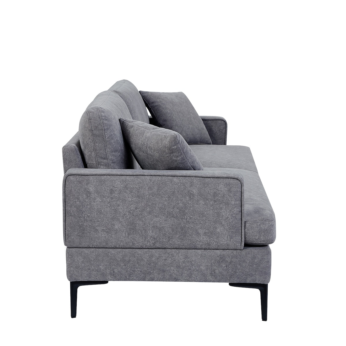 Modern 80 inch Fabric Upholstered Loveseat with Metal Legs, Wood Frame Sofa Piped Edge Design Couch with Plush Seat Cushions