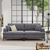 Modern 80 inch Fabric Upholstered Loveseat with Metal Legs, Wood Frame Sofa Piped Edge Design Couch with Plush Seat Cushions