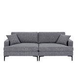 Modern 80 inch Fabric Upholstered Loveseat with Metal Legs, Wood Frame Sofa Piped Edge Design Couch with Plush Seat Cushions