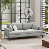 Modern 80 inch Fabric Upholstered Loveseat with Metal Legs, Wood Frame Sofa Piped Edge Design Couch with Plush Seat Cushions