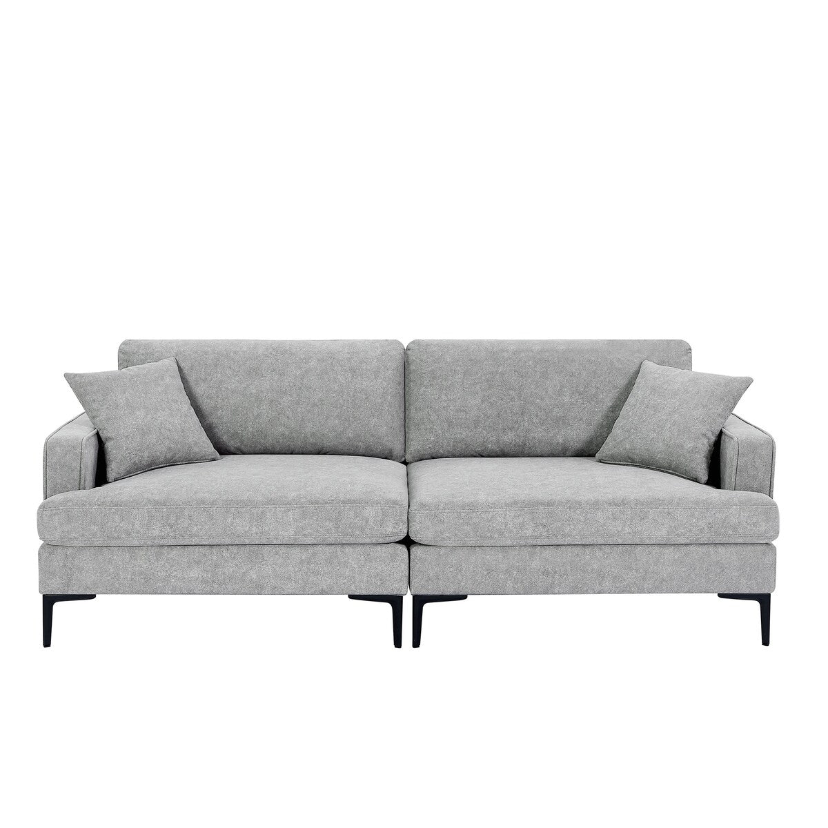 Modern 80 inch Fabric Upholstered Loveseat with Metal Legs, Wood Frame Sofa Piped Edge Design Couch with Plush Seat Cushions