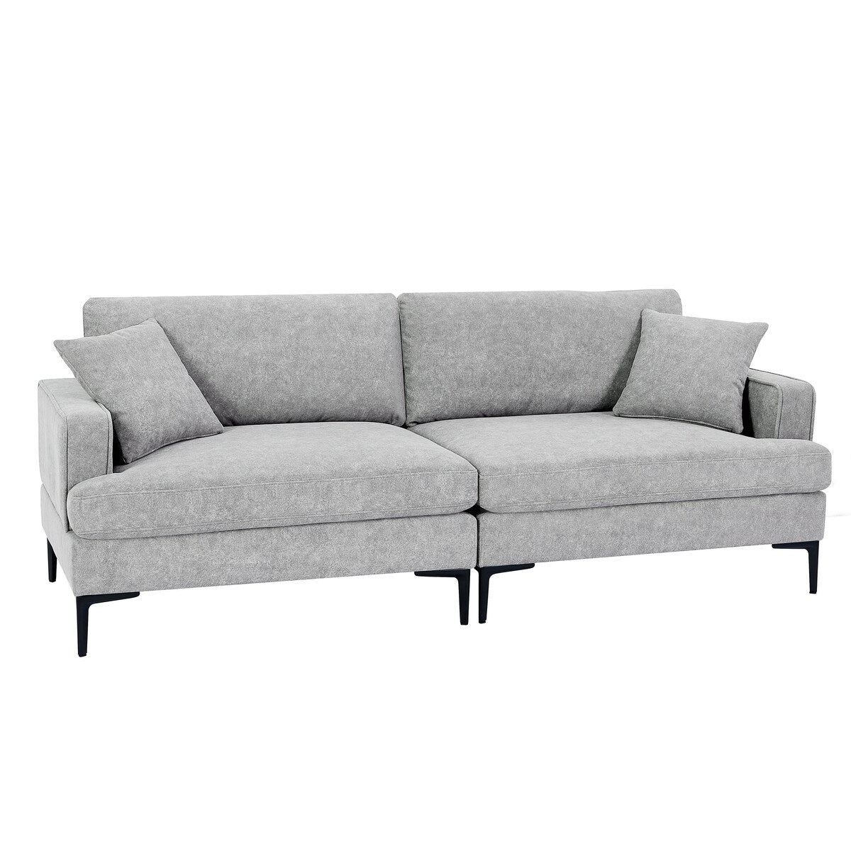 Modern 80 inch Fabric Upholstered Loveseat with Metal Legs, Wood Frame Sofa Piped Edge Design Couch with Plush Seat Cushions