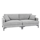 Modern 80 inch Fabric Upholstered Loveseat with Metal Legs, Wood Frame Sofa Piped Edge Design Couch with Plush Seat Cushions