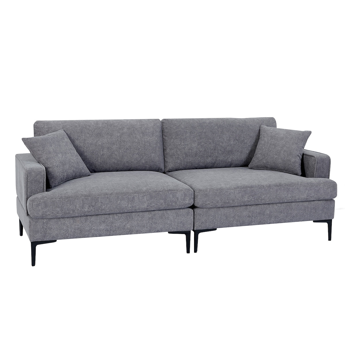 Modern 80 inch Fabric Upholstered Loveseat with Metal Legs, Wood Frame Sofa Piped Edge Design Couch with Plush Seat Cushions