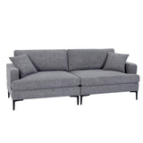 Modern 80 inch Fabric Upholstered Loveseat with Metal Legs, Wood Frame Sofa Piped Edge Design Couch with Plush Seat Cushions