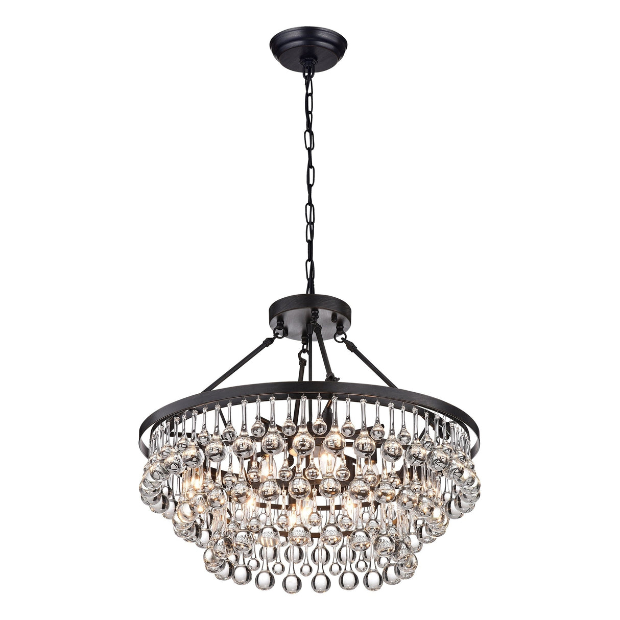 Modern 9-Light Black and Brown Finish Chandelier - 24X24"