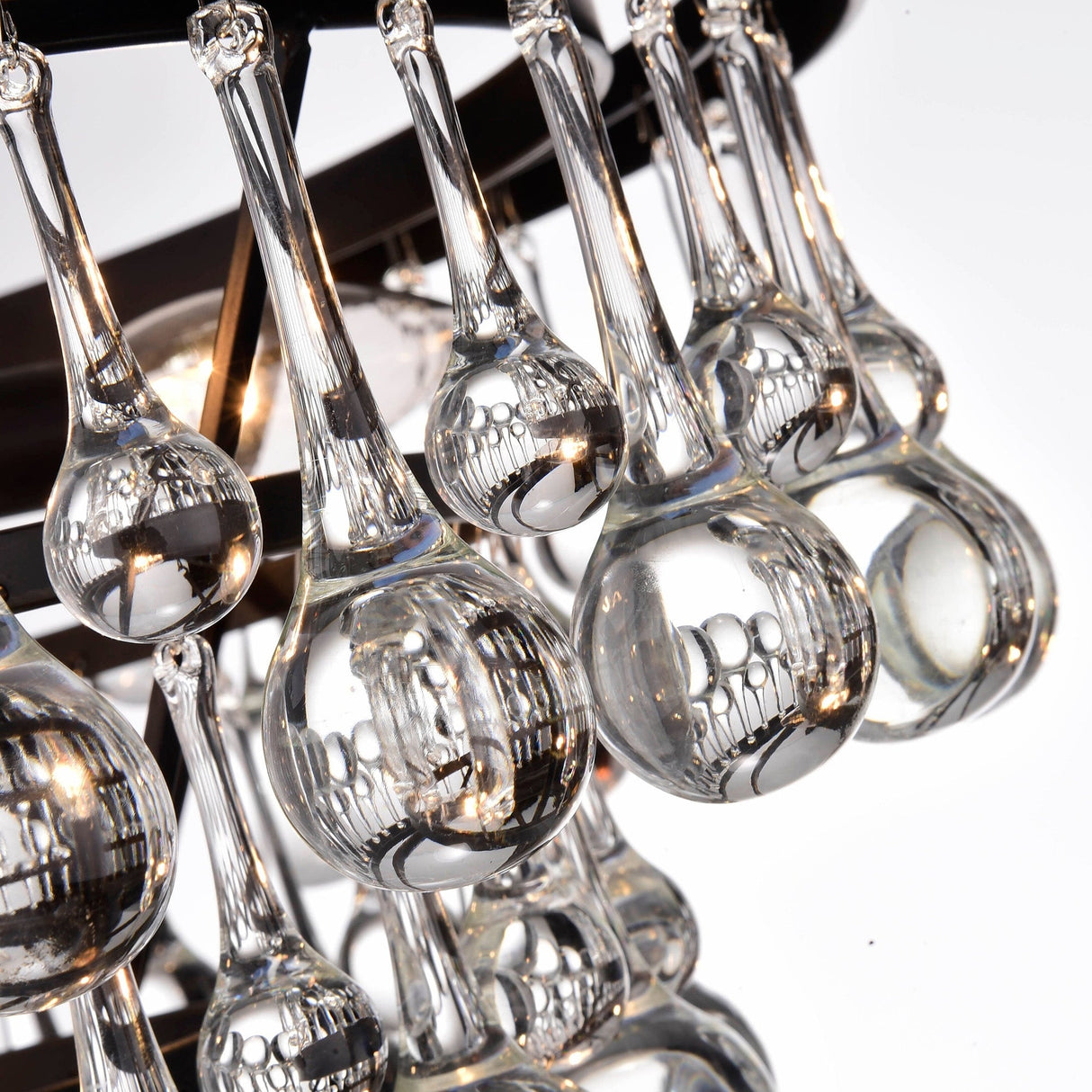 Modern 9-Light Black and Brown Finish Chandelier - 24X24"