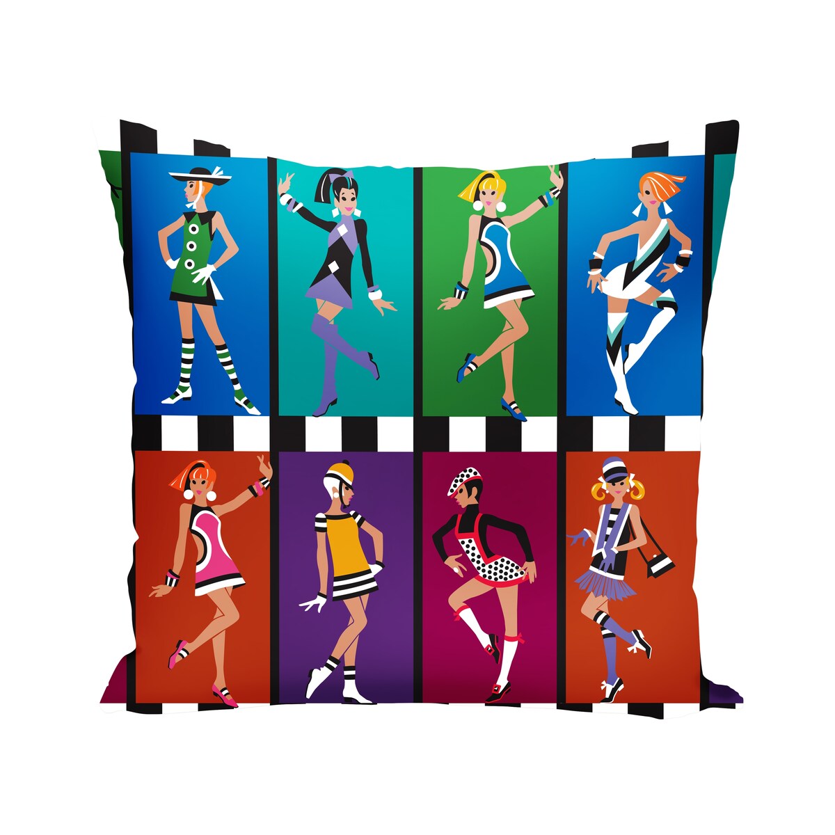 Modern Abstract Rectangles Go Go Dancers Indoor Decorative Throw Pillow