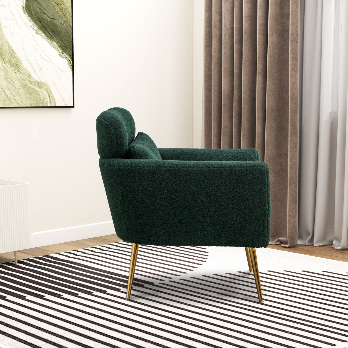 Modern Accent Chair Arm Chair Upholstered Reading Chair Single Sofa Leisure with Throw Pillow for Living Room Bedroom Office